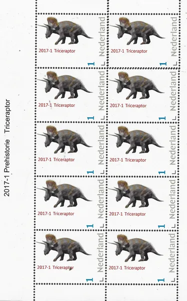 Nederland 2017-1a reprint Prehistorie Triceraptor (incorrectect name!) vel/sheetlet postfris/mnh