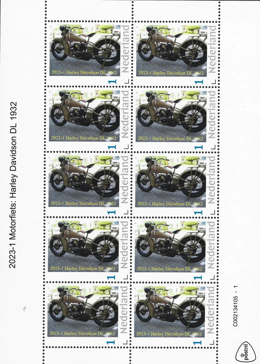 Pays-Bas 2023-1 Motocyclettes - motorbikes : Harley Davidson DL 1932 carnet neuf/mnh
