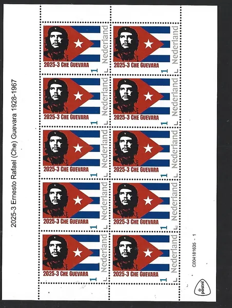 Nederland 2025-3 Che Guevara vlag flag Cuba sheetlet postfris/mnh
