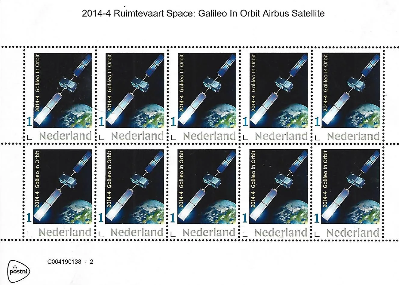 Pays-Bas 2014-4 Astronautique Espace : Galileo en orbite feuille poste fraîche/neuf