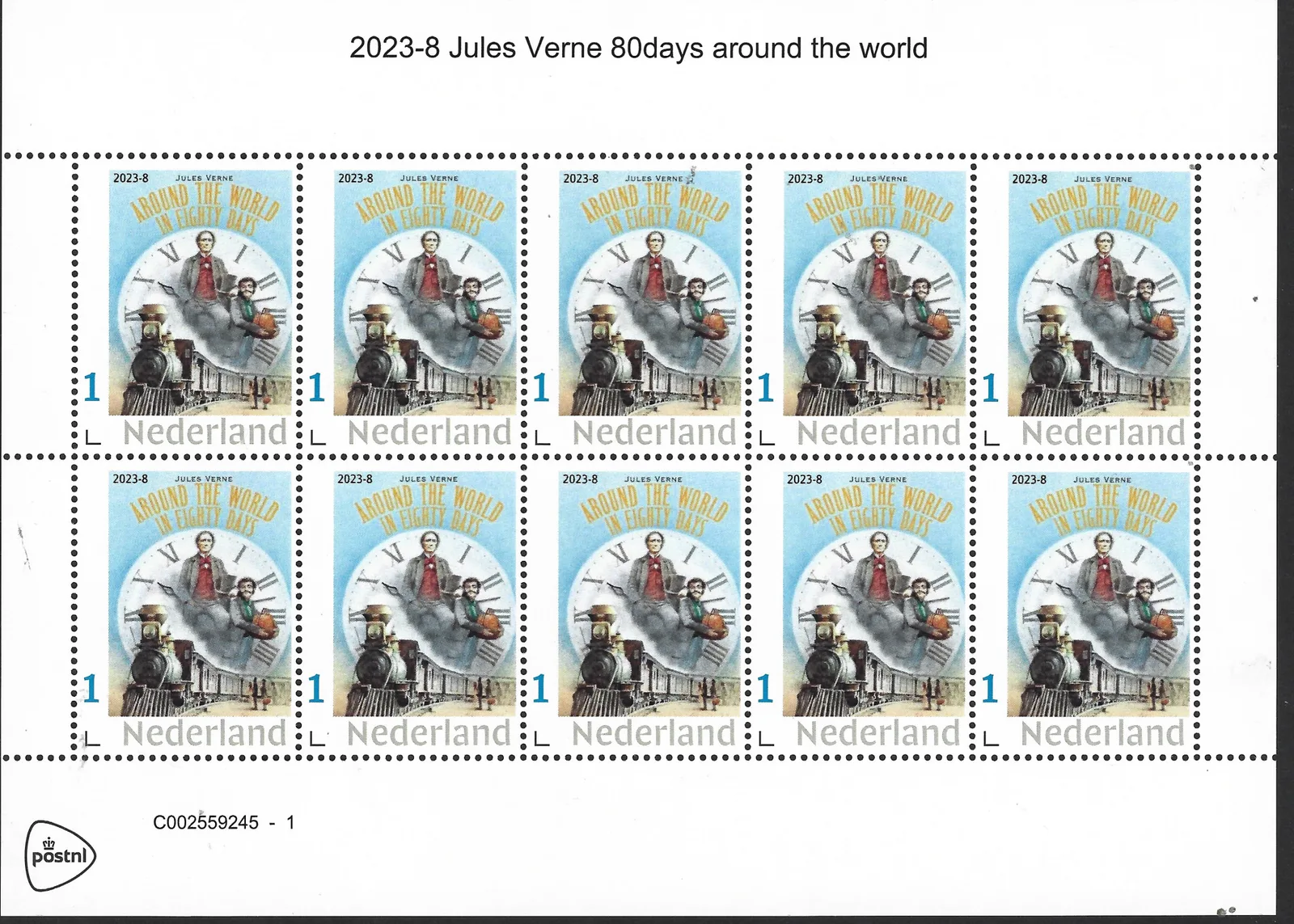 Niederlande 2023-8 Jules Verne 80 Tage um die Welt Zug postfrisch/mnh