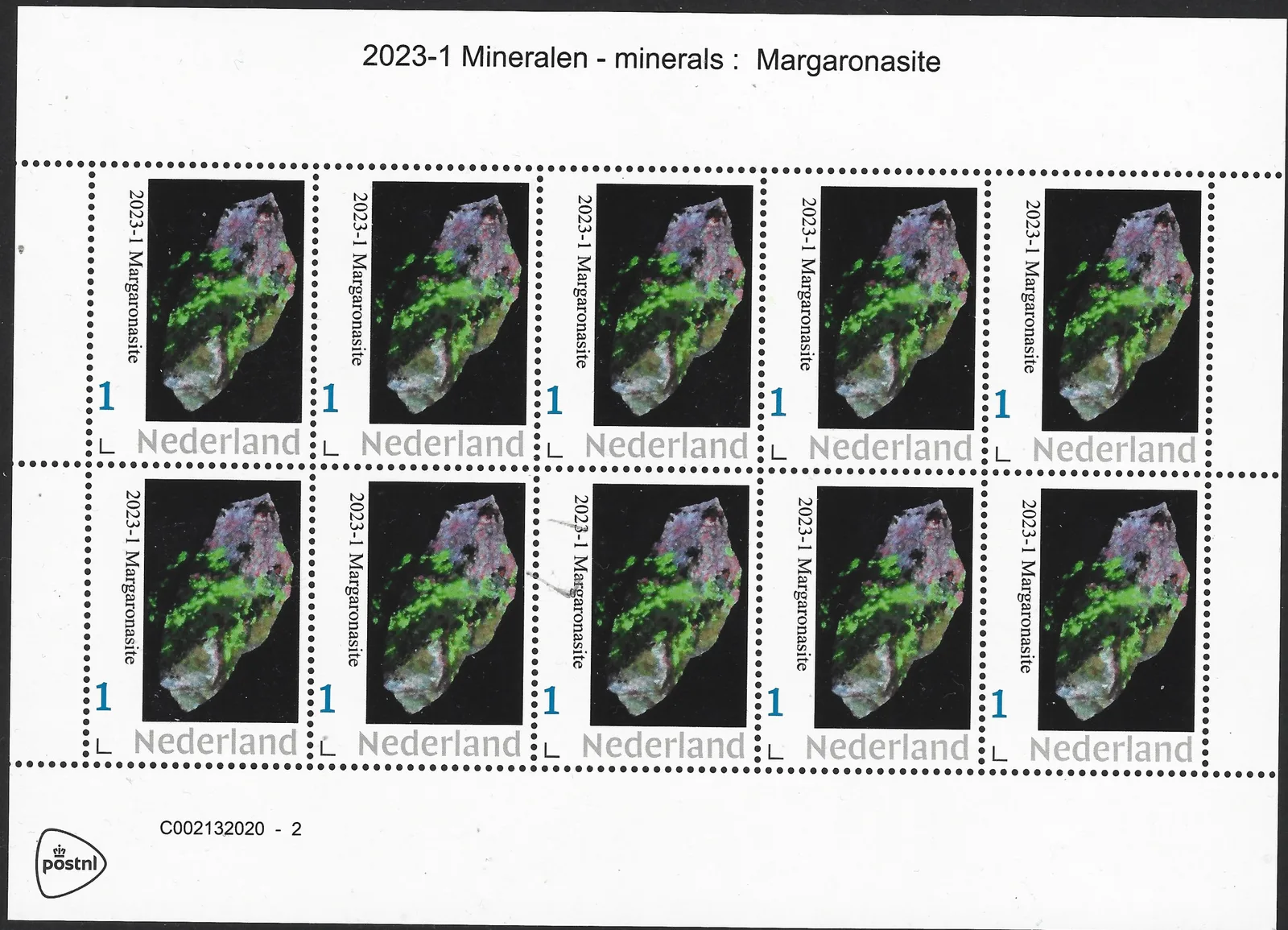 Niederlande 2023-1 Mineralien: Margaronasit Kleinbogen postfrisch/mnh
