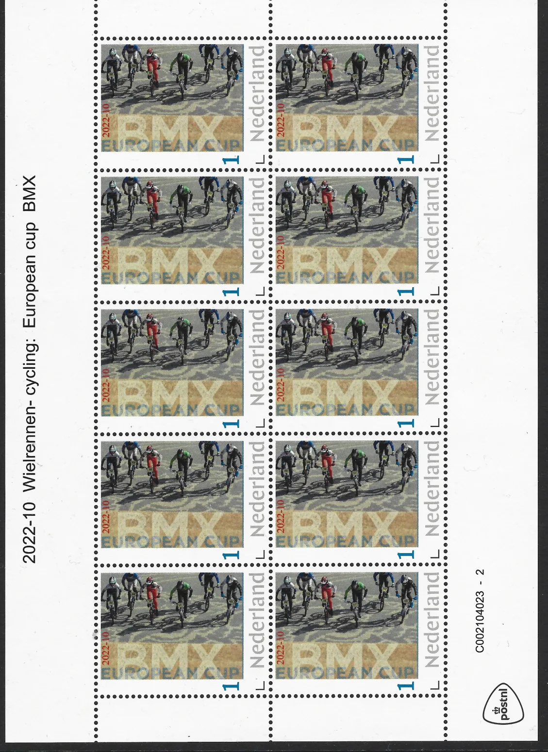 Pays-Bas 2022-10 Cyclisme Championnats européens BMX feuille-bloc neuf/mnh