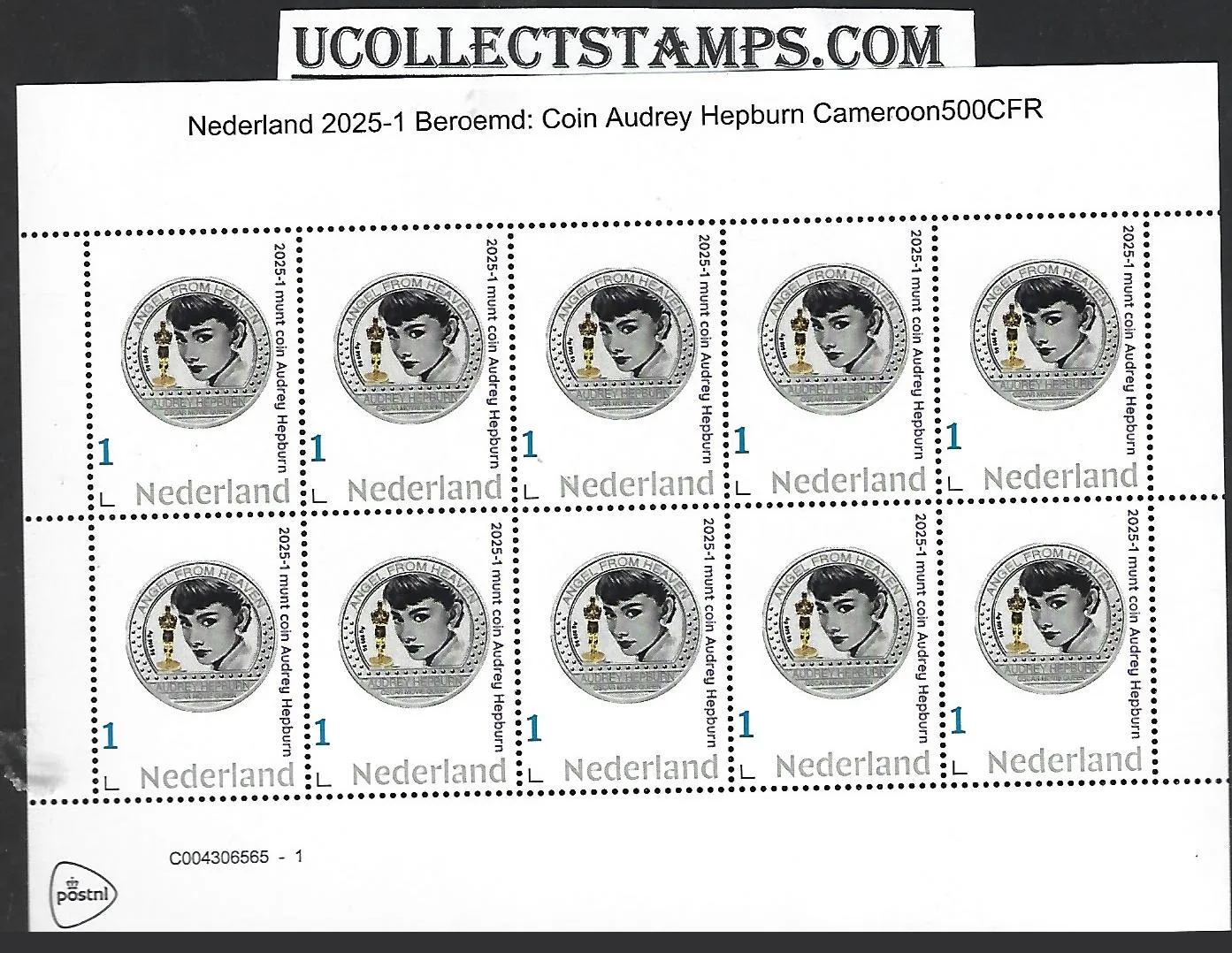 Netherlands 2025-1 Coin: Audrey Hepburn Cameroon sheet MNH