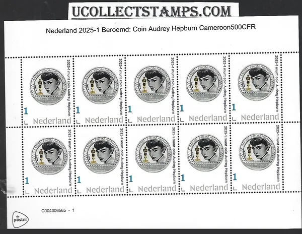 Netherlands 2025-1 Coin: Audrey Hepburn Cameroon sheet MNH
