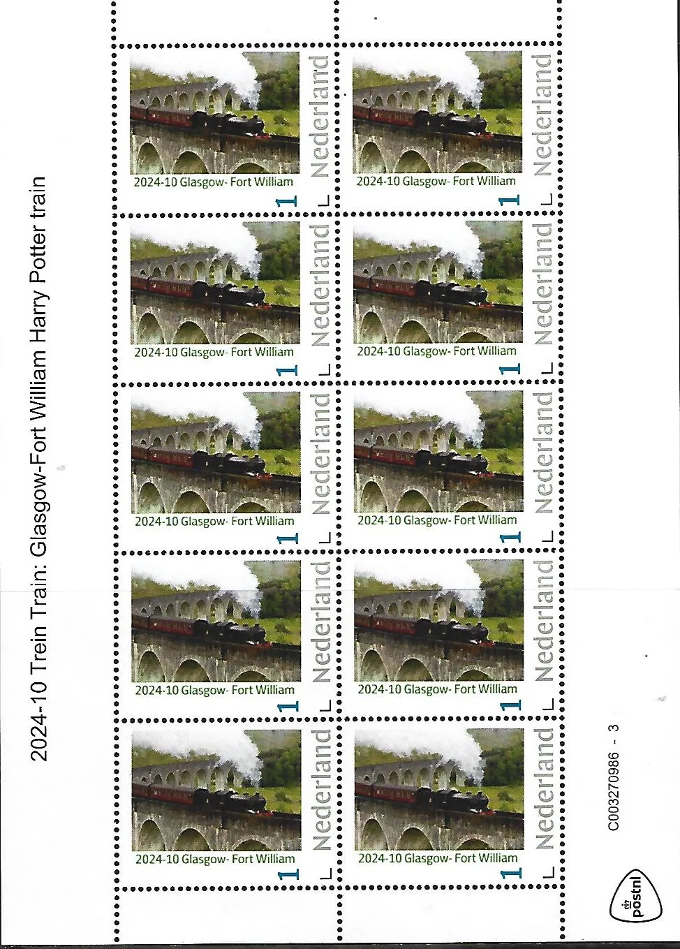 Niederlande 2024-10 Zug Train: Glasgow - Fort William Kleinbogen postfrisch/mnh