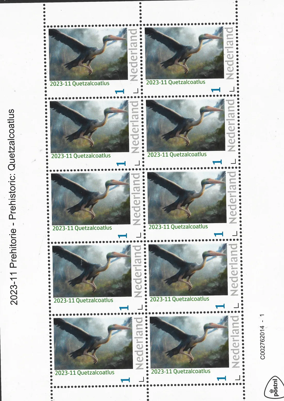 Niederlande 2023-11 Prähistorie: Quetzalcoatlus Selbstklebebogen postfrisch/ungebraucht