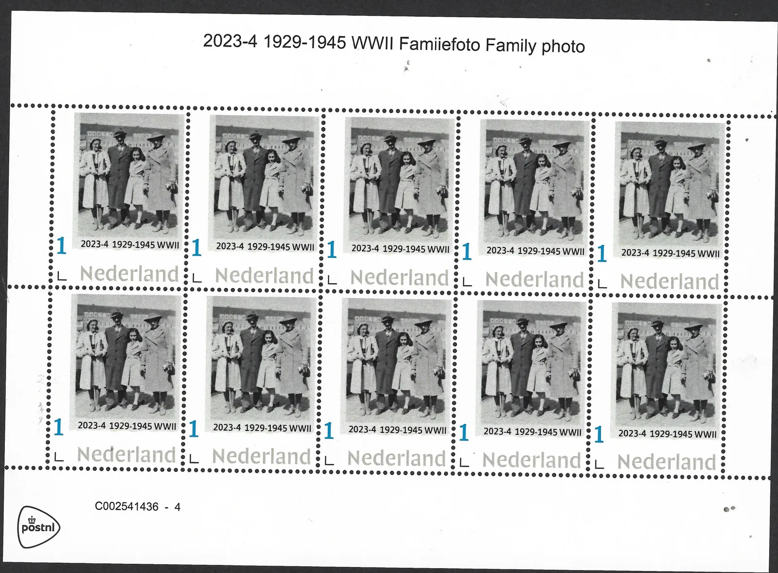 Niederlande 2023-4 Anne Frank Familienfoto 1929-1945 WWII Bogen postfrisch/mnh
