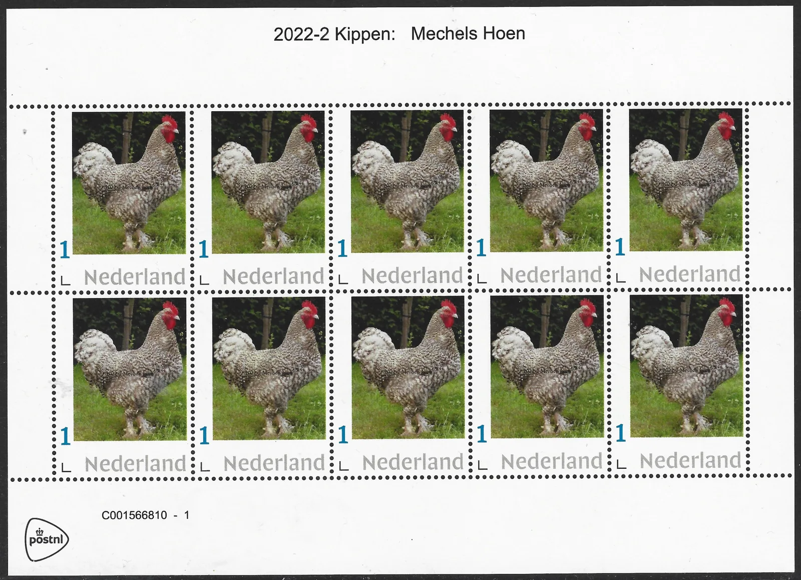 Niederlande 2022-2 Hühner Mechelsches Huhn Block postfrisch/mnh