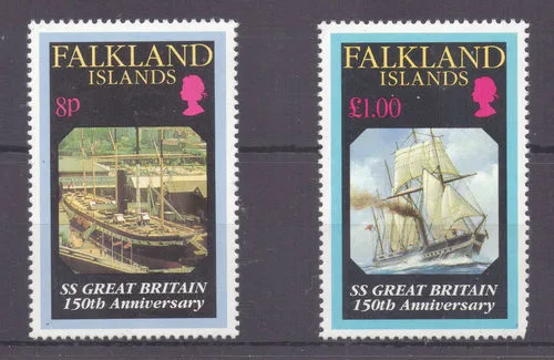 592-593 Falkland 1993 75yr Steamship Great Britain MNH