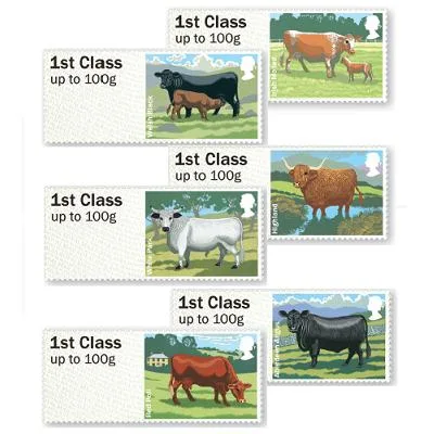 Great Britain 2012 Farm animals III post & go cattle MNH