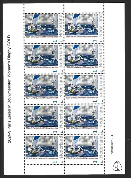 Netherlands 2024-9 Olympics Paris Sailing Marit Bouwmeester Gold sheetlet MNH