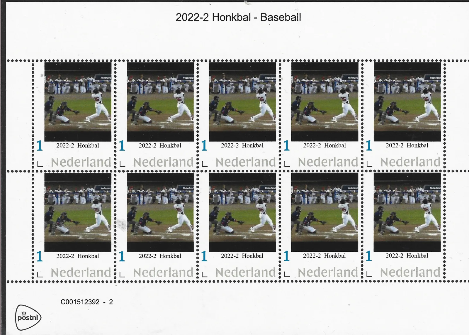 2022-2 Nederland Honkbal - Baseball vel-sheetlet postfris/mnh