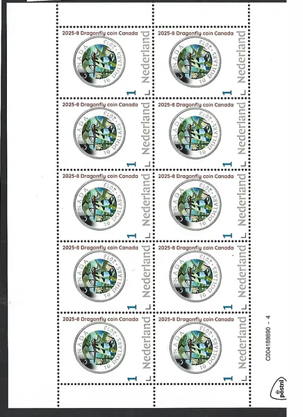 Nederland 2025-8 Insect: Dragonfly coin Canada sheetlet postfris/mnh