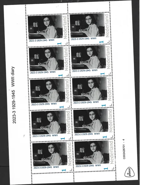 Netherlands 2023-3 Anne Frank WWII 1929-1945 sheetlet MNH