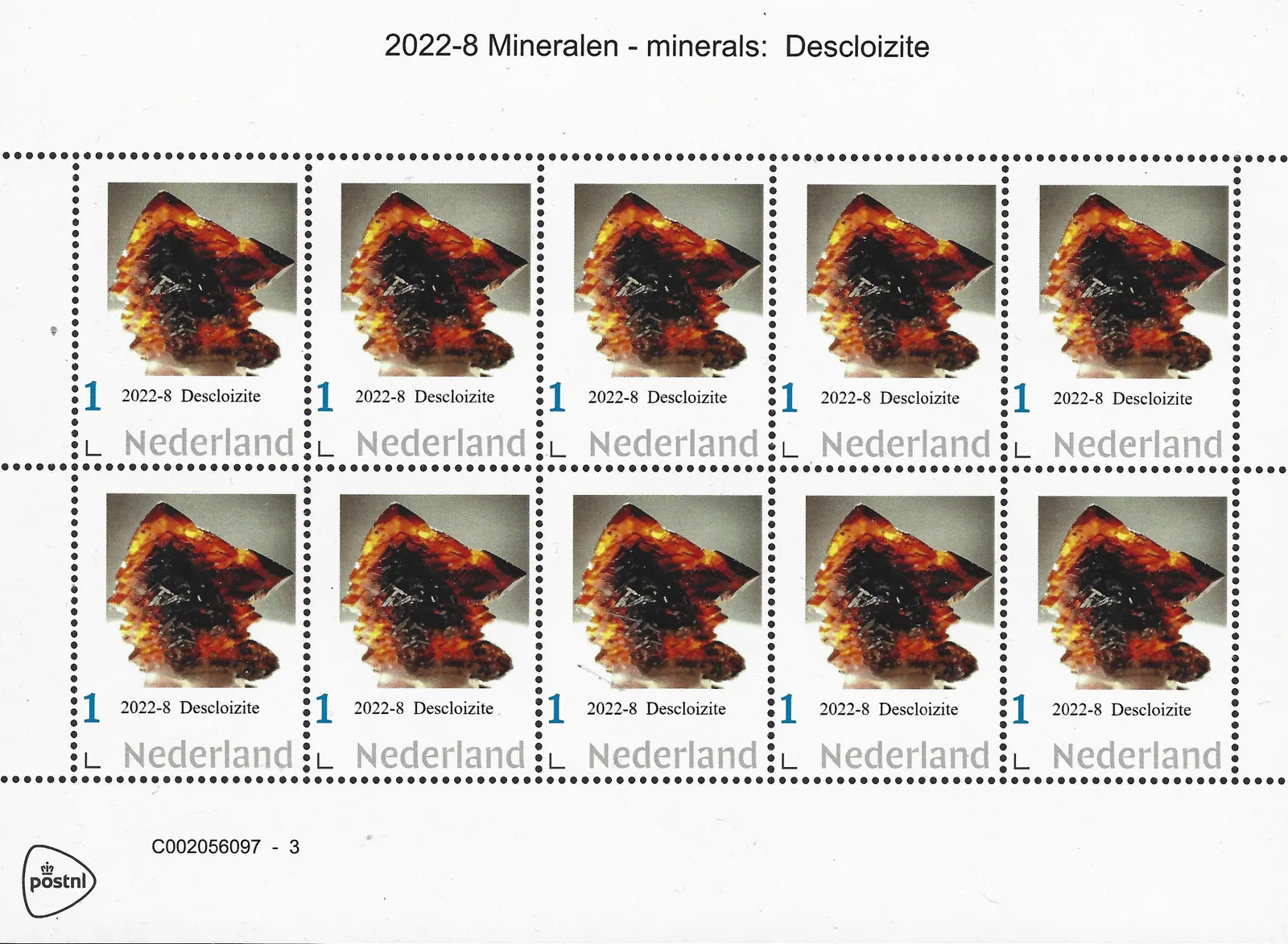 Niederlande 2022-8 Minerale Descloizit Vel-Kleinbogen postfrisch/mnh