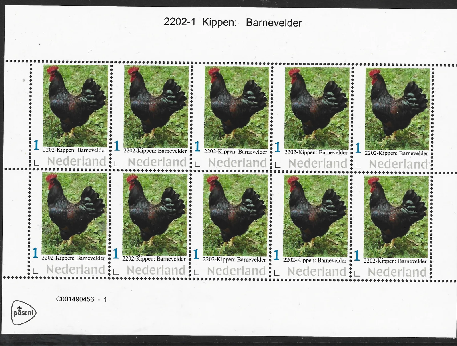 Pays-Bas 2022-1 Poules Barnevelder - poulet Barnevelder feuillet neuf/mnh