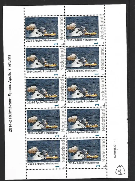 Nederland 2014-2 Ruimtevaart Space: Apollo 7 Returns sheetlet postfris/mnh