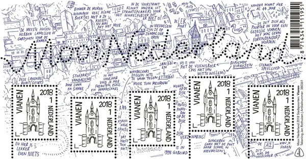 Nederland 3611 Mooi Nederland Vianen 2018 velletje-sheetlet postfris-mnh