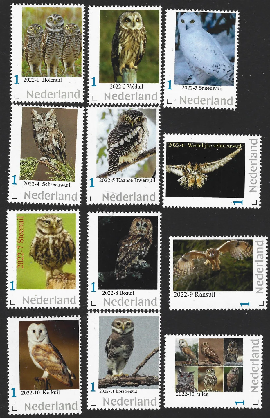 Niederlande 2022 Eulen jaarset komplett postfrisch/mnh