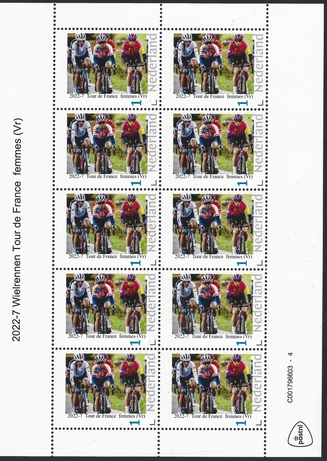 Pays-Bas 2022-7 Cyclisme Tour de France Femmes feuille de timbres neuf/nh
