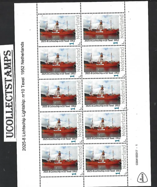 Netherlands 2025-8 Lichtschip: nr10 Texel 1952 sheet MNH