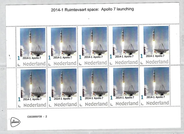 Nederland 2014-1 Ruimtevaart Space: Apollo 7 sheetlet postfris/mnh