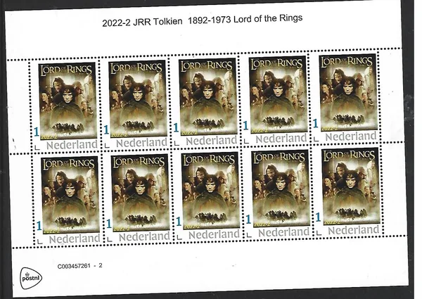 Netherlands 2022-2 JRR Tolkien 1892-1973 Lord of the Rings sheetlet MNH