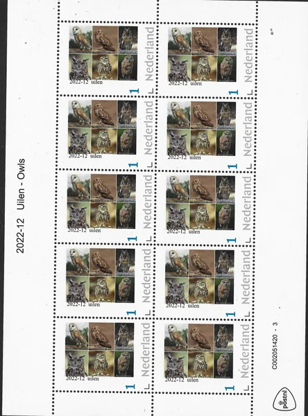 Netherlands 2022-12 Owls sheetlet MNH