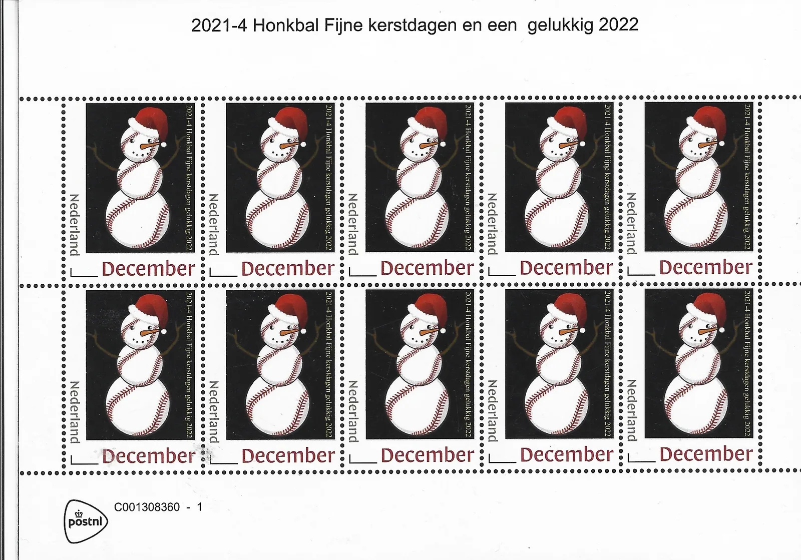 Niederlande 2021-4 Baseball Weihnachts-Markenheft postfrisch/mnh