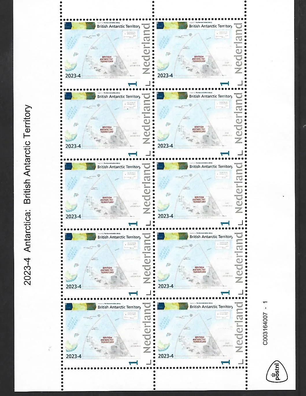 Netherlands 2023-4a Antarctica: British Antarctic Territory map Sheetlet MNH