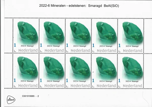 Nederland 2022-6 Mineralen Smaragd vel-sheetlet postfris/mnh