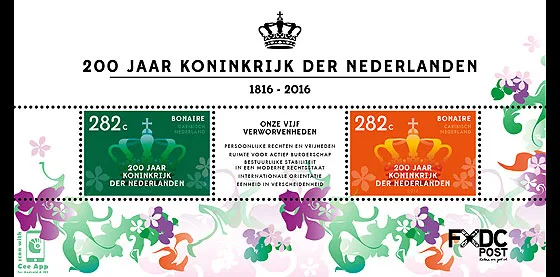 Caribisch Nederland 2016 BONAIRE 200jr Koninkrijk blok-m/s postfris/mnh
