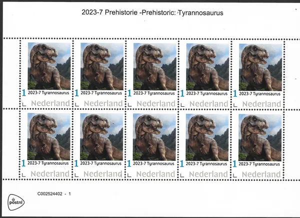 Nederland 2023-7 Prehistorie prehistoric: Tyrannosaurier vel-sheetlet postfris/mnh