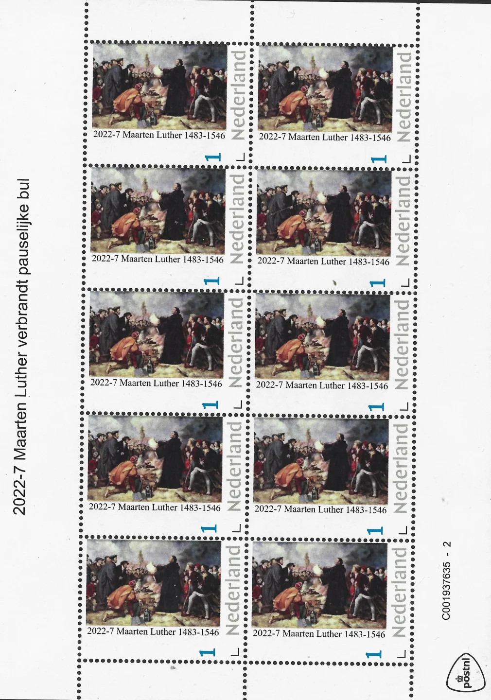 Pays-Bas 2022-7 Luther Réforme Luther brûlé bulle feuille-miniature neuf/mnh