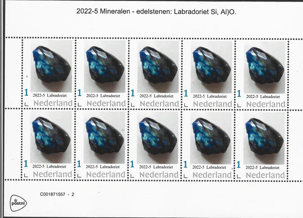 Nederland 2022-5 Mineralen -edelstenen Labradoriet vel-sheetlet postfris-mnh