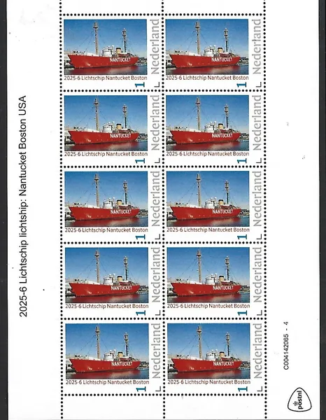 Nederland 2025-6 Lichtschip lightship Natucket Boston sheeet postfris/mnh