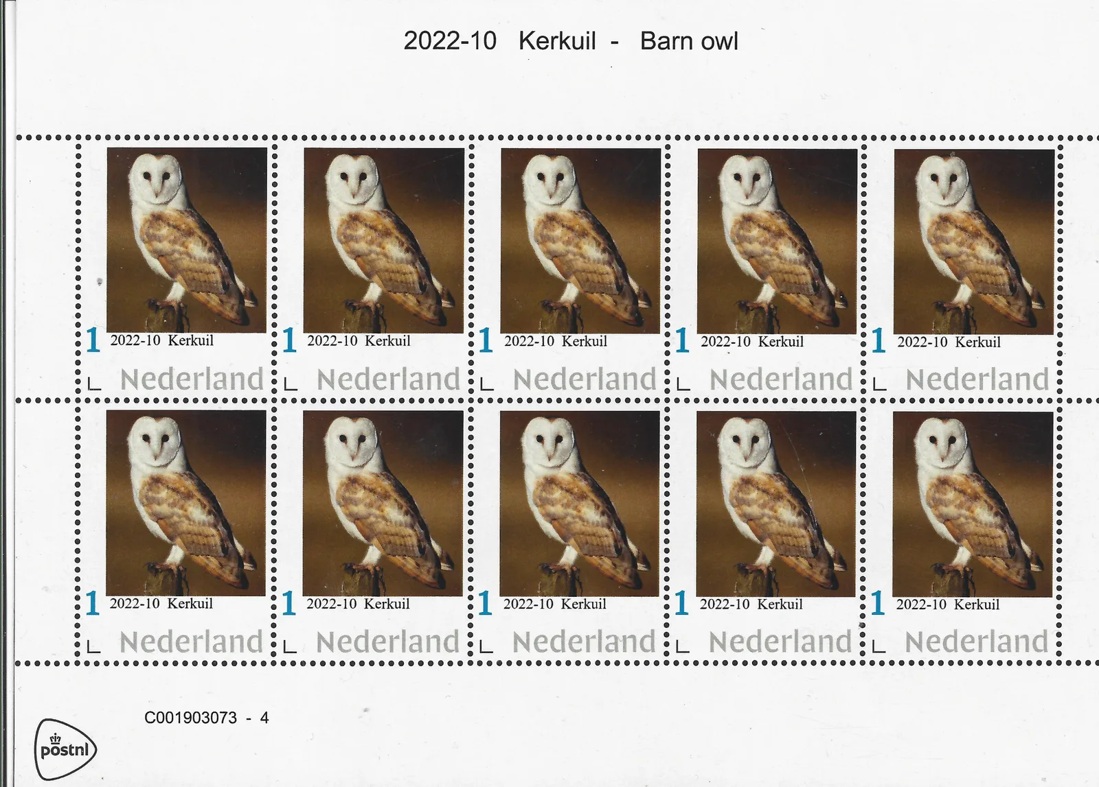 2022-10 Uilen - Owls: Kerkuil - Barn owl vel-sheetlet