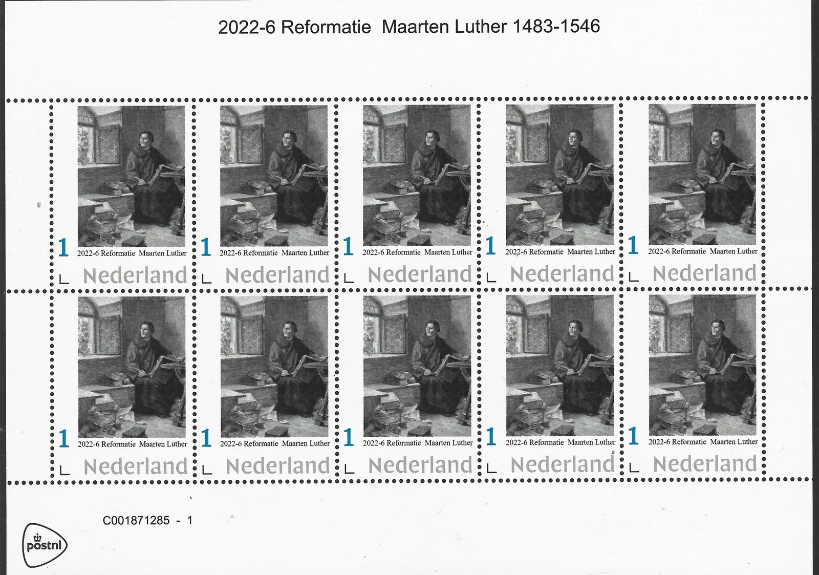 Pays-Bas 2022-6 Réforme Martin Luther feuillet neuf-mnh