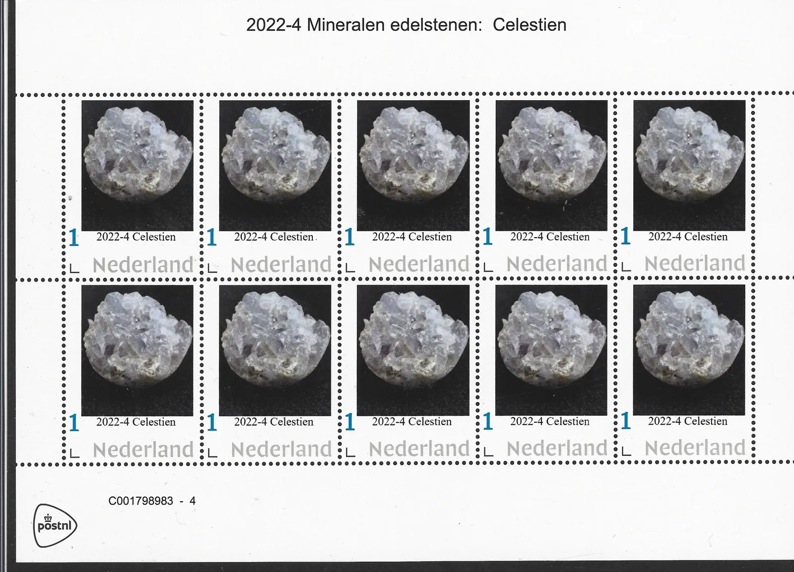 Niederlande 2022-4 Minerale-Edelsteine Celestin Bogen postfrisch/mnh