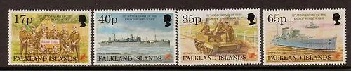 644-647 Falkland 1995 50th anniversary end WWII MNH
