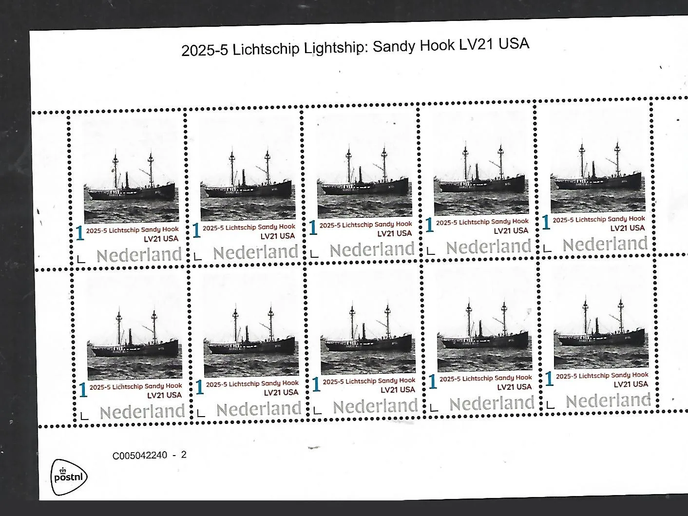 Netherlands 2025-5 Lightship Sandy Hook LV21 USA sheetlet MNH