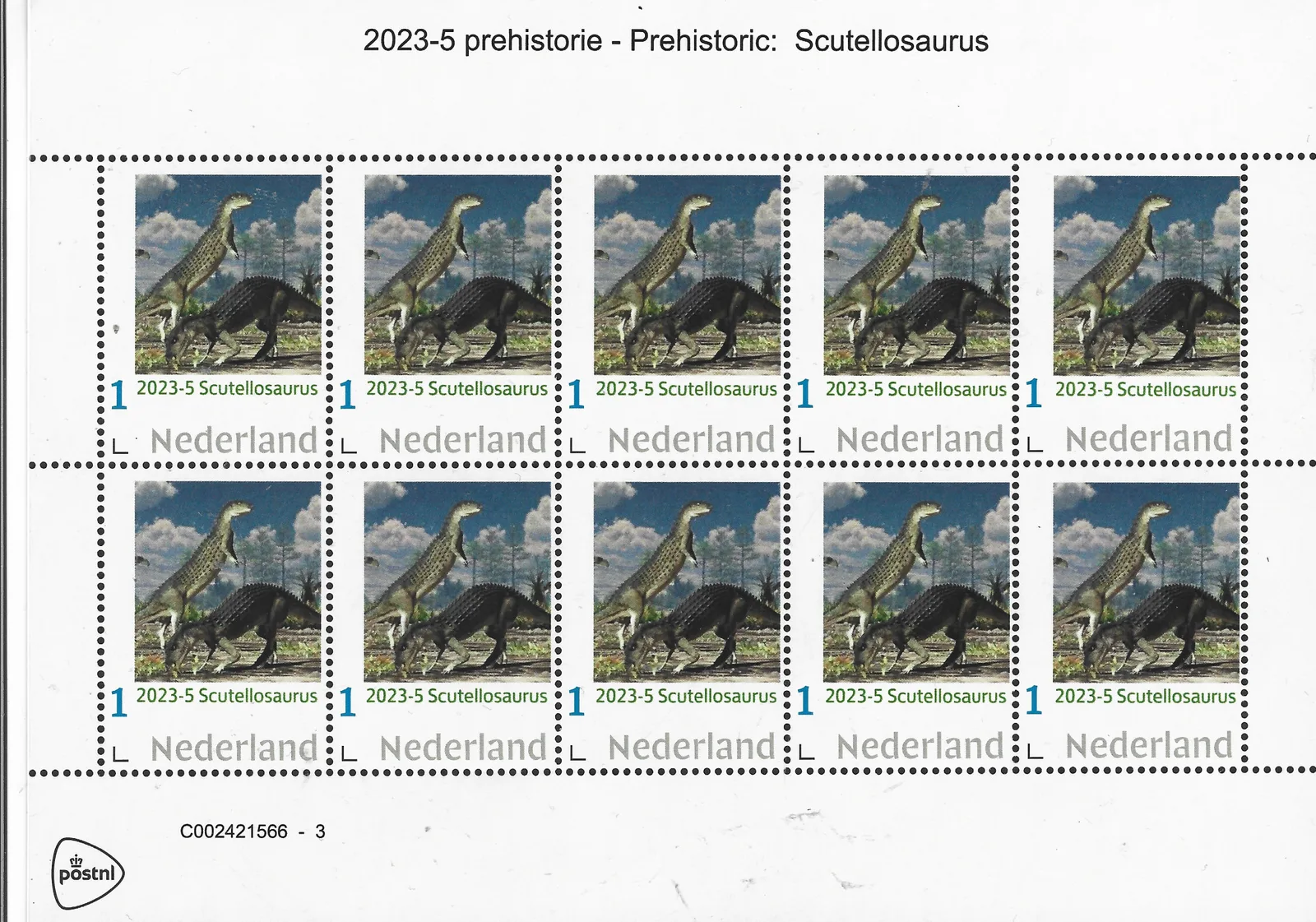 Niederlande 2023-5 Urgeschichte: Scutellosaurus Kleinbogen postfrisch/ungebraucht