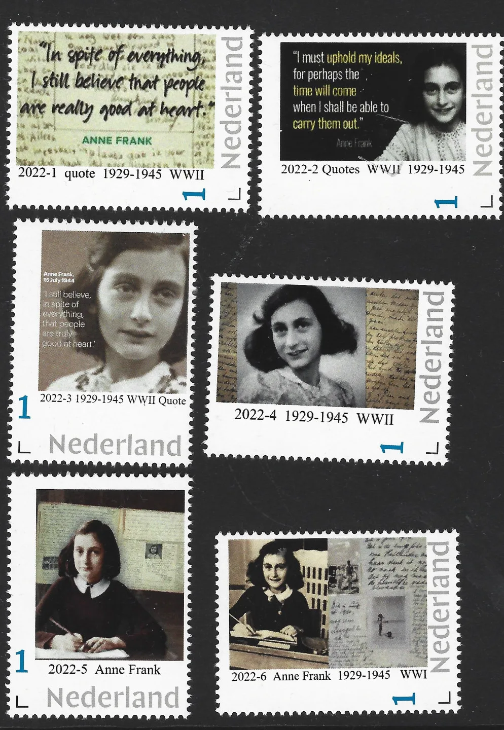 Niederlande 2022 Anne Frank 1929-1945 WWII Jahressatz postfrisch/mnh