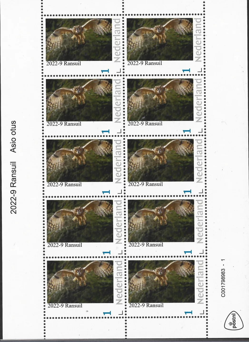 Niederlande 2022-9 Eulen Ransuil Asio otus Bogen postfrisch/mnh