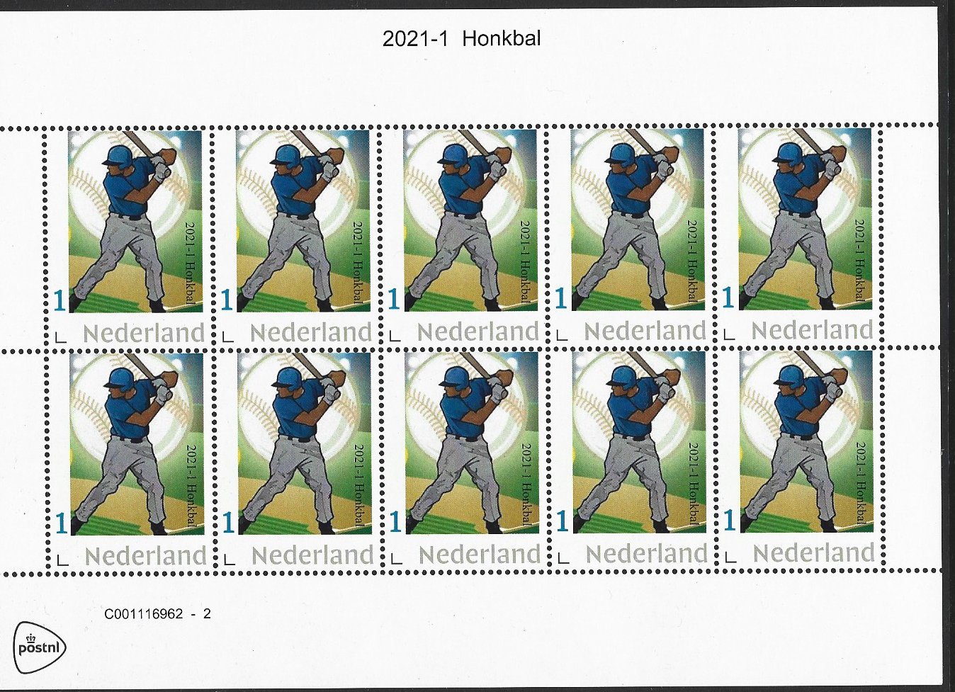 Pays-Bas 2021-1 Baseball Baseball feuille-feuillet neuf/mnh