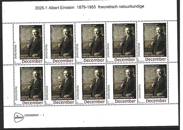 Nederland 2025-1 Albert Einstein sheetlet postfris/mnh