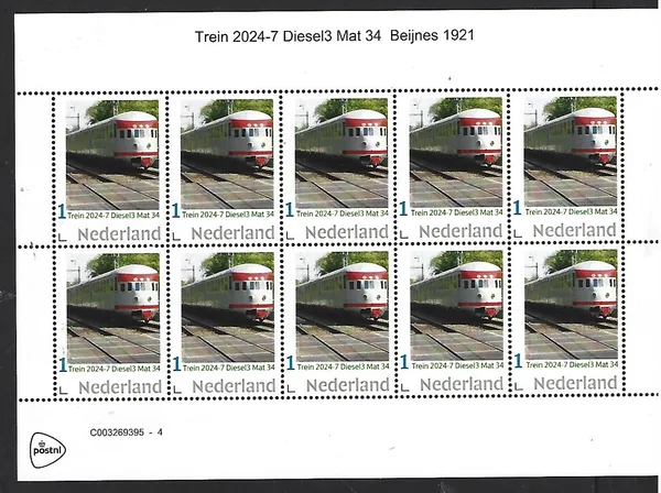 Netherlands 2024-7 Train; Diesel3 Mat 34 Beijnes1921 sheetlet MNH