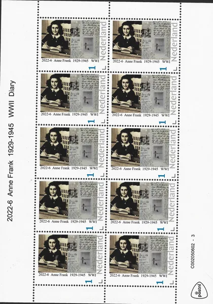Nederland 2022-6 Diary of Anne Frank vel-sheetlet postfris/mnh