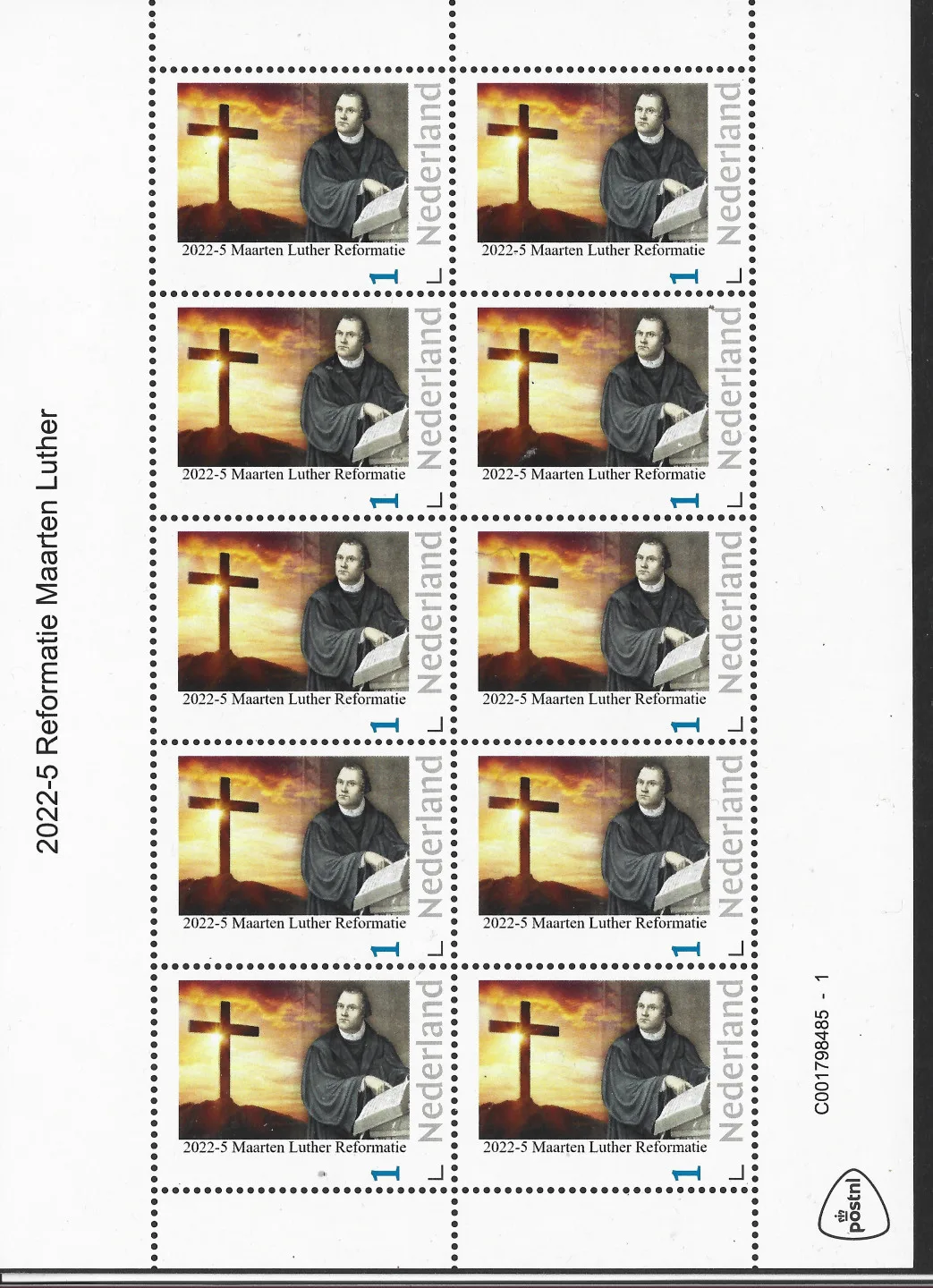 Pays-Bas 2022-5 Luther Réforme feuille postfris/mnh